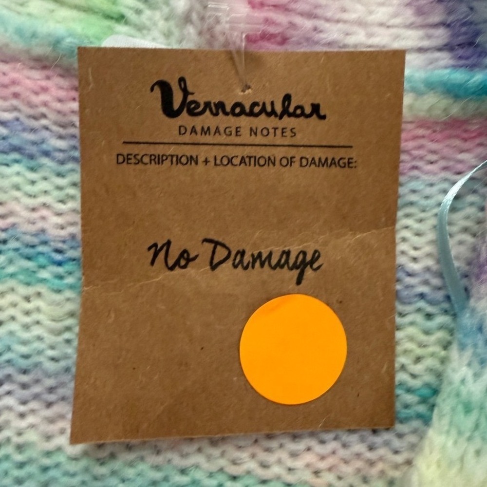 NWT Vernacular Pastel Rainbow Fringe Knit Button Front Cardigan S/M Soft Girl - Picture 8 of 8